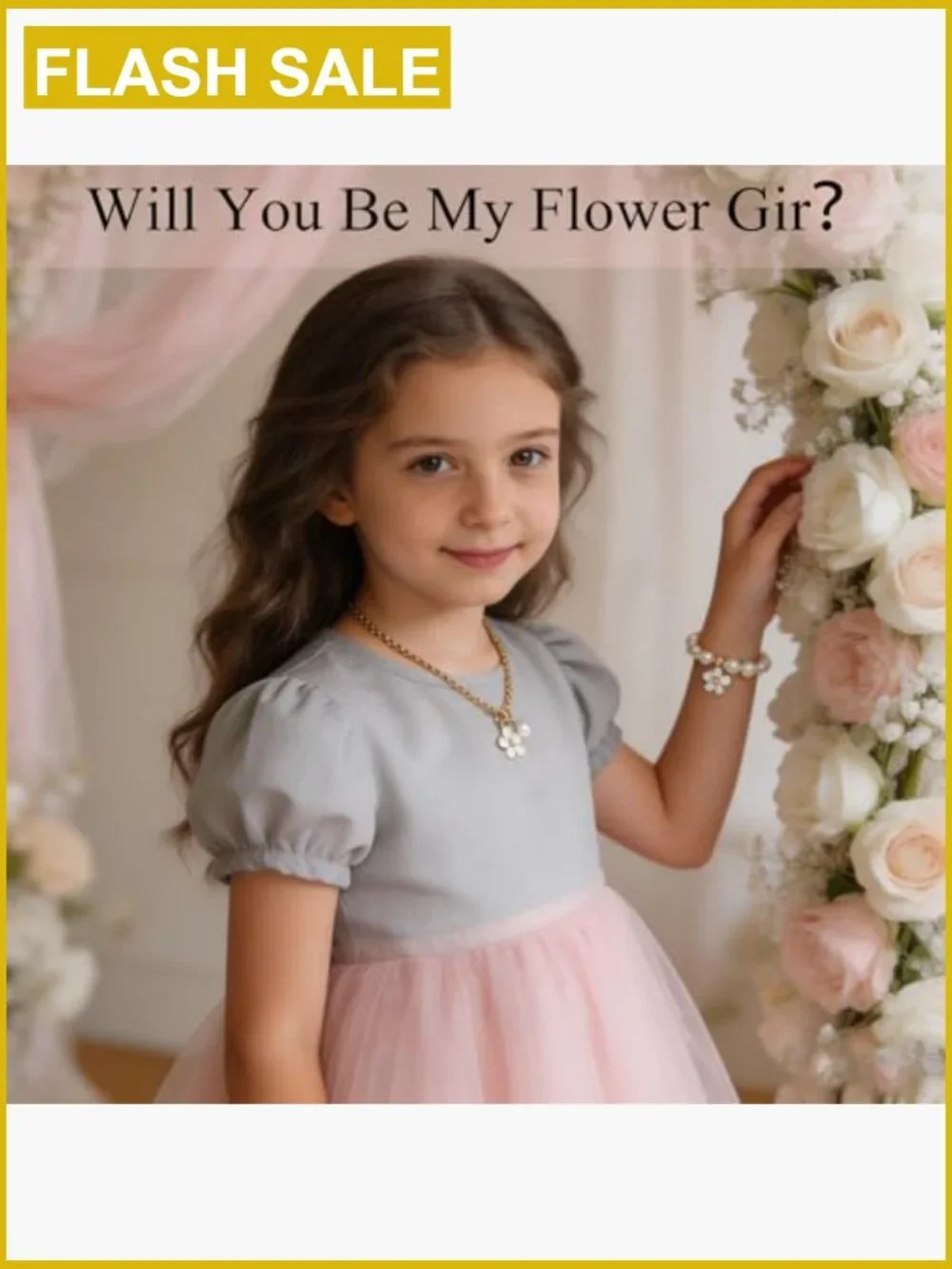 Flower Girl Proposal Gift Pearl Necklace & Bracelet Set Adjustable